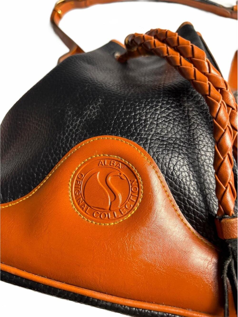 Alba Signature Collection Black and Brown Leather Bucket Bag View 2